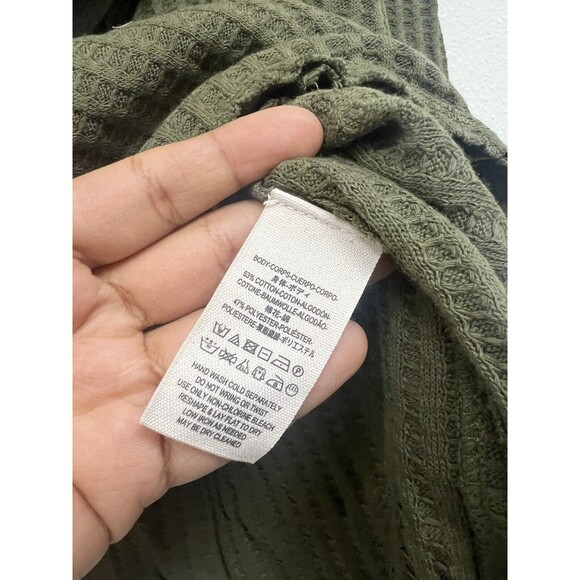 We The Free / Free People Wildcat Cowl Neck Thermal Pullover Sweater Military XS - Picture 4 of 6